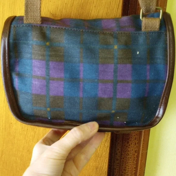 Britannia Plaid Crossbody Bag - Blue and Brown - Picture 2 of 4
